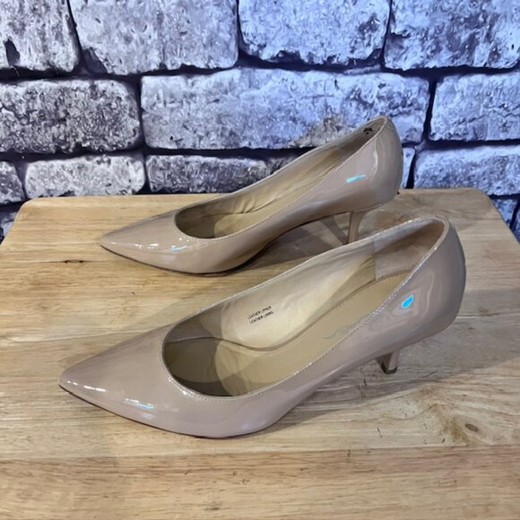 Via Spiga Taupe Patent Leather Heels Size 7 - Picture 2 of 6